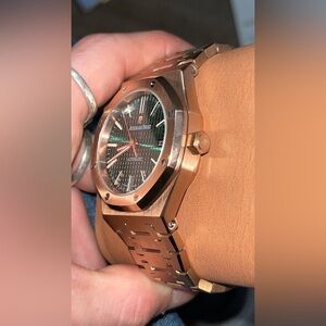 Rose gold Royal Oak A.P. With green dial.